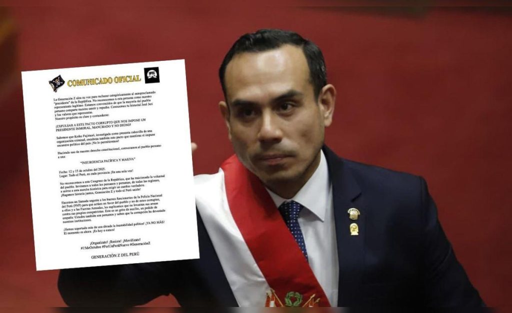 Generation Z announces demonstration against José Jerí's government this Sunday, October 12