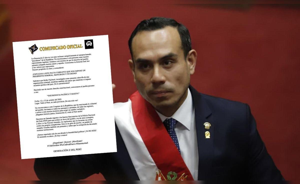 Generation Z announces demonstration against José Jerí's government this Sunday, October 12