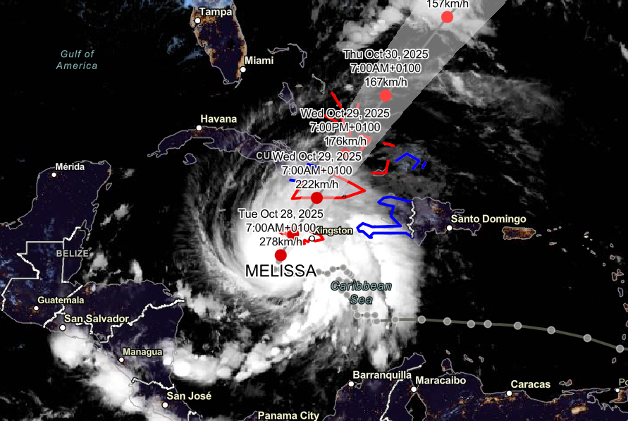 Hurricane Melissa advances towards Cuba