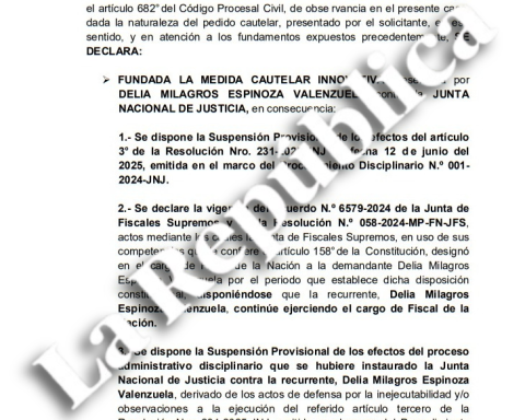 Judiciary orders the reinstatement of Delia Espinoza as prosecutor of the Nation