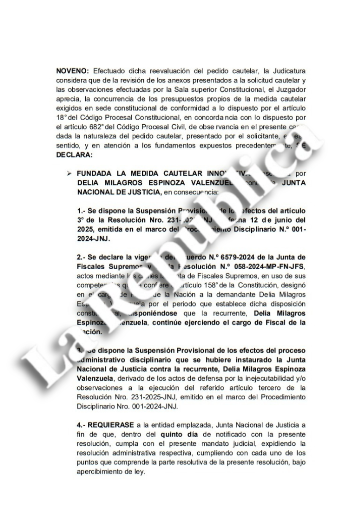 Judiciary orders the reinstatement of Delia Espinoza as prosecutor of the Nation