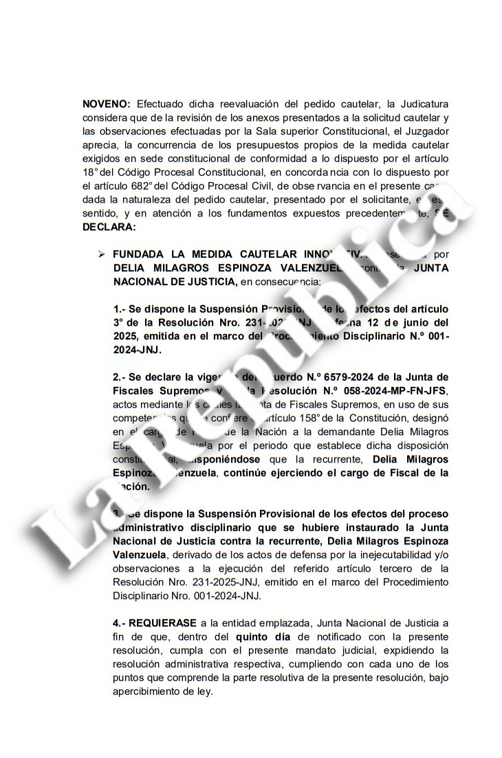 Judiciary orders the reinstatement of Delia Espinoza as prosecutor of the Nation