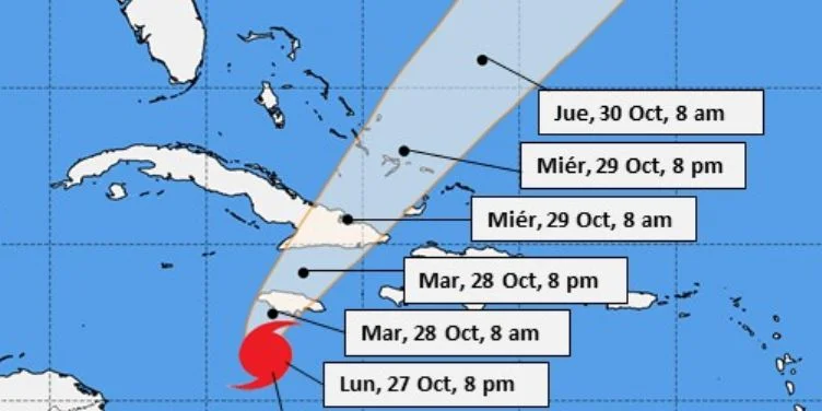 Cono de trayectorias del huracán Melissa