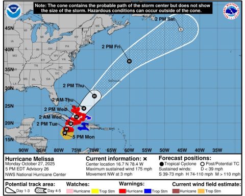 Centro Nacional de Huracanes alerta sobre daños catastróficos por Melissa en el Caribe