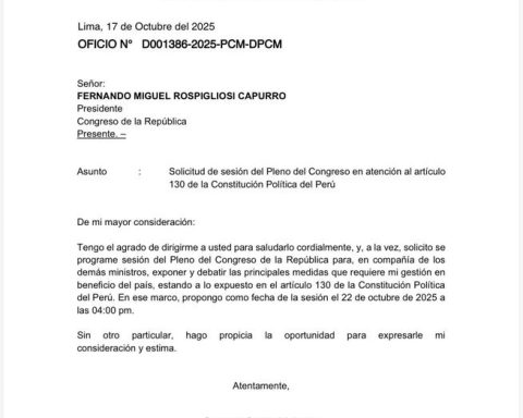 Prime Minister Ernesto Álvarez will request a vote of confidence from Congress on Wednesday, October 22