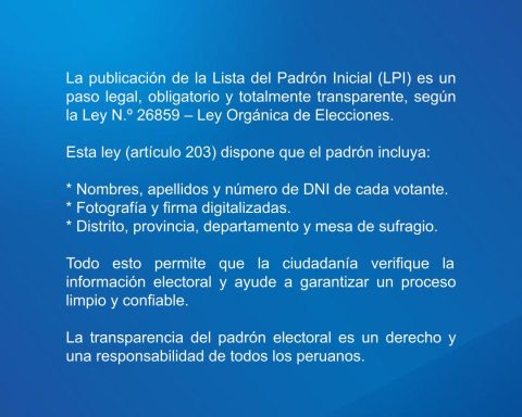 Reniec exposes personal data on the 2026 Election Registry website, but responds that it is legal