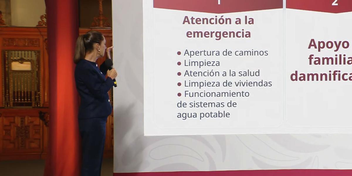 Sheinbaum presents 4 axes to attend to rain emergencies and delivery of millions in support