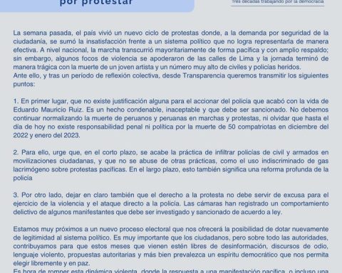 Transparency condemns murder of Eduardo Ruiz: "There is no justification for the PNP"