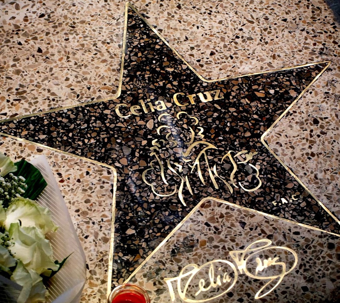 Tribute to Celia Cruz with a star at the Cuban Art Factory