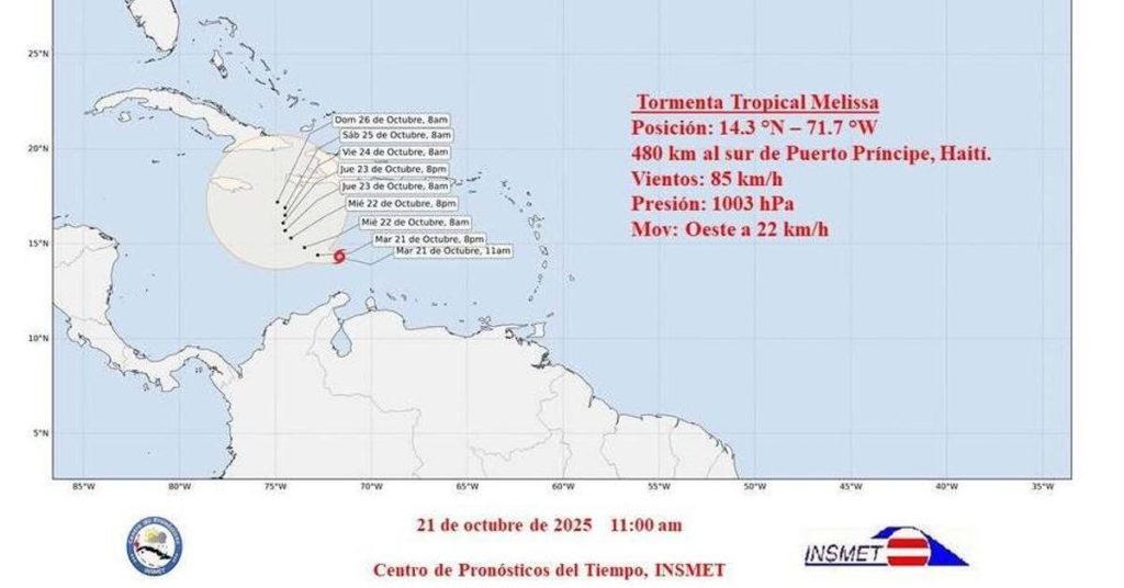 Tropical Storm Melissa consolidates in the Caribbean and puts eastern Cuba in suspense