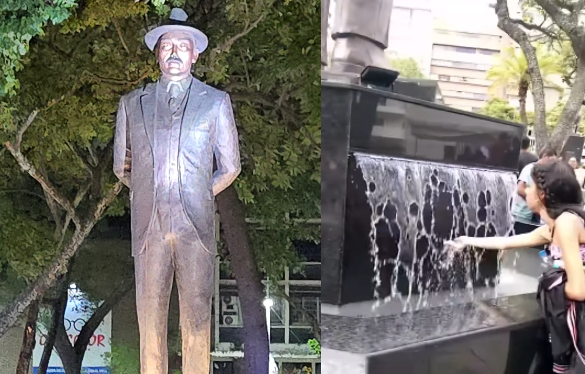 Venezuelans take water from the fountain of the statue of José Gregorio Hernández: "Faith moves mountains"