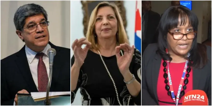 De izquierda a derecha los vicecancilleres cubanos Carlos fernández de Cossío, Josefina Vidal y Anayansi Rodríguez