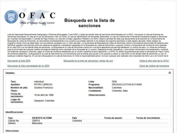 What is the so-called Clinton List, to which President Gustavo Petro was included?