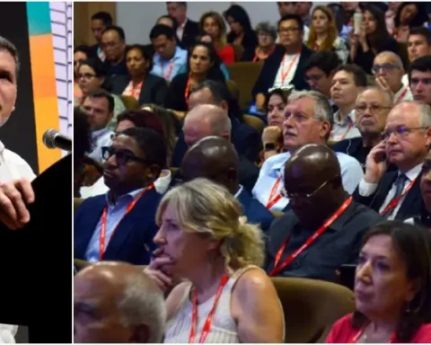 Oscar Pérez-Oliva Fraga, viceprimer ministro del régimen cubano y titular del Ministerio de Comercio Exterior y la Inversión Extranjera (MINCEX), en la apertura del VIII Foro de Inversiones, de la XLI Feria Internacional de La Habana