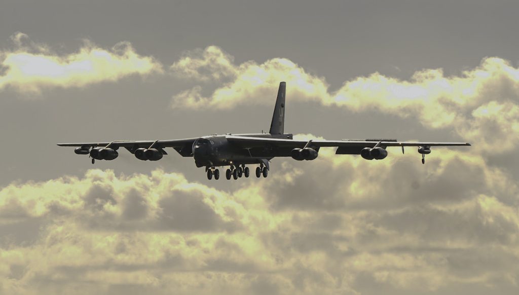 An American B-52 bomber flew off the coast of Venezuela, near Caracas