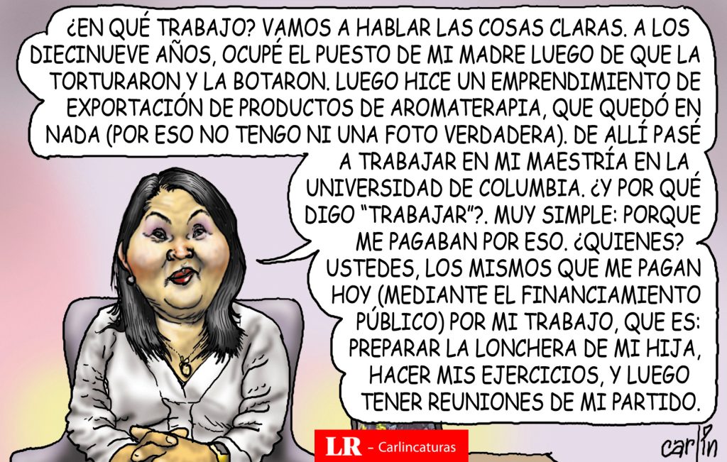 Carlincatura ironically talks about the 'work' of a political figure and his sources of income