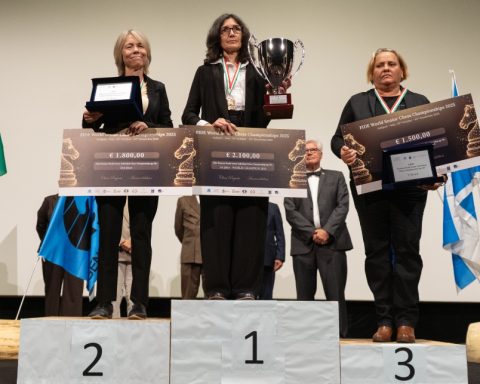 Cuban Maritza Arribas takes the podium at the Senior Chess World Cup
