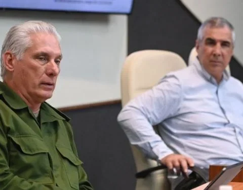 Miguel Díaz-Canel (izquierda) en la Reunión de Expertos y Científicos para temas de Salud celebrada este martes