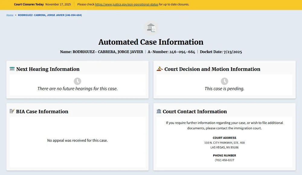 Friend of El Cangrejo disappears from the ICE detainee locator: Was he released?