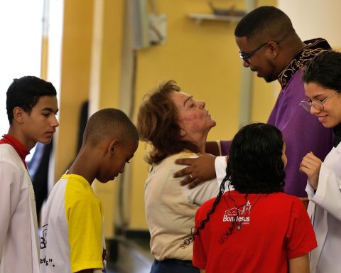 In a church in Penha, believers pray for peace and protection in a week of horror