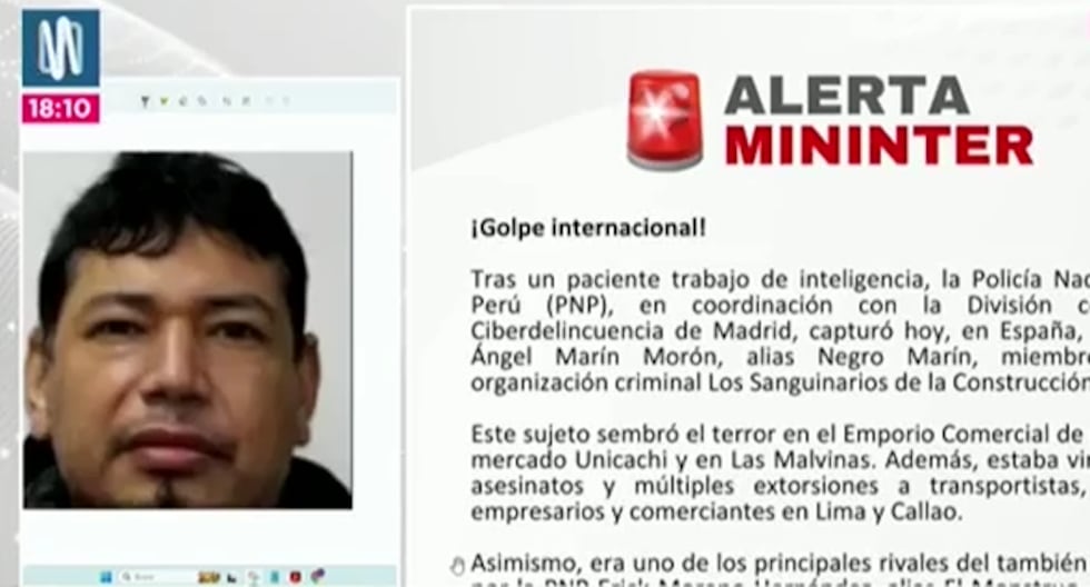 Mininter announces arrest of Ángel Marín Morón, alleged member of criminal network intervened in Spain