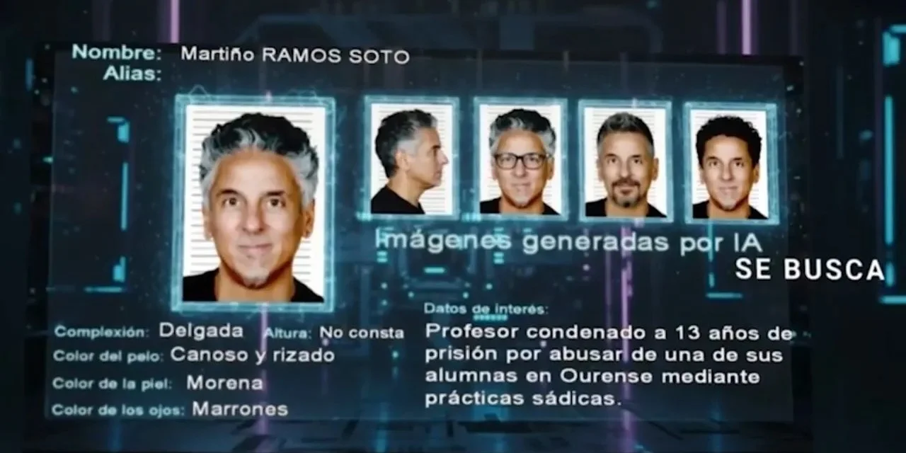 Imágenes generadas por IA y difundidas por la Policía Nacional de España para tratar de localizar a Martiño Ramos Soto.