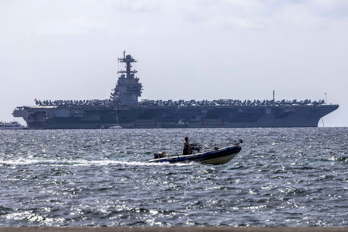 The USS Gerald R. Ford, the largest aircraft carrier in the world, arrived in the Caribbean