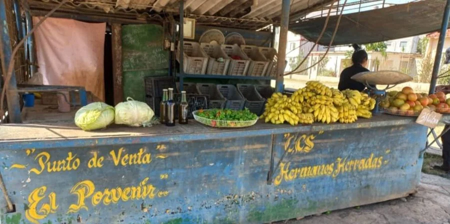 Un puesto de venta de productos del agro en Cuba