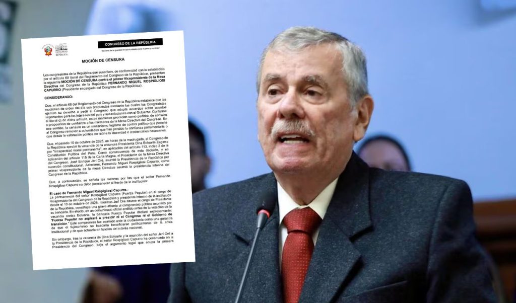 They promote a motion of censure against Fernando Rospigliosi for the use of the Congressional chamber at Keiko Fujimori's rally