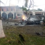 A car bomb explodes in front of the community police in Coahuayana, Michoacán