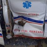 A train collides with an ambulance at a level crossing in Artemisa