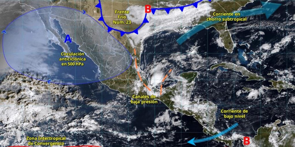 Cold front and low pressure channels will bring rain to Mexico from December 22 to 25