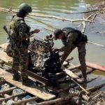 Fanb destroyed illegal mining equipment hidden in the Amazon jungle