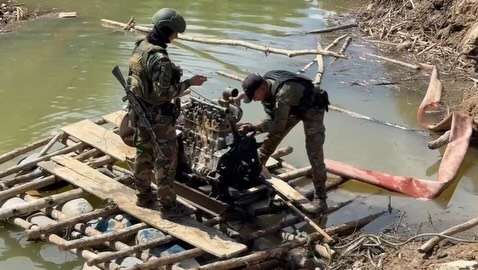 Fanb destroyed illegal mining equipment hidden in the Amazon jungle