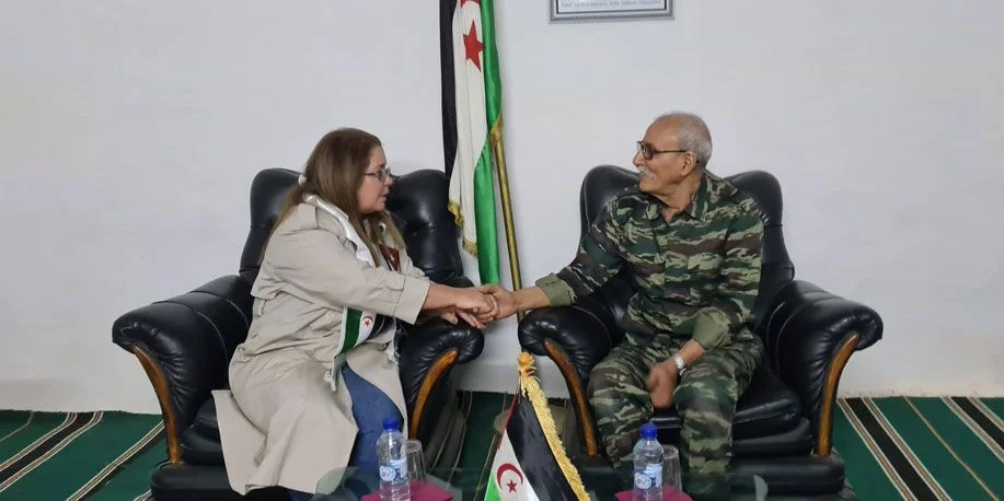 Yudí Rodríguez, miembro del Secretariado del Comité Central del PCC, y Grahim Bali, secretario del Frente Polisario, en 2023