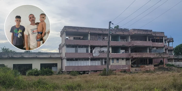 El albergue Solidaridad, en Las Guásimas, Arroyo Naranjo / Lázaro Yunier del Castillo Bringuiery dos de sus hijos