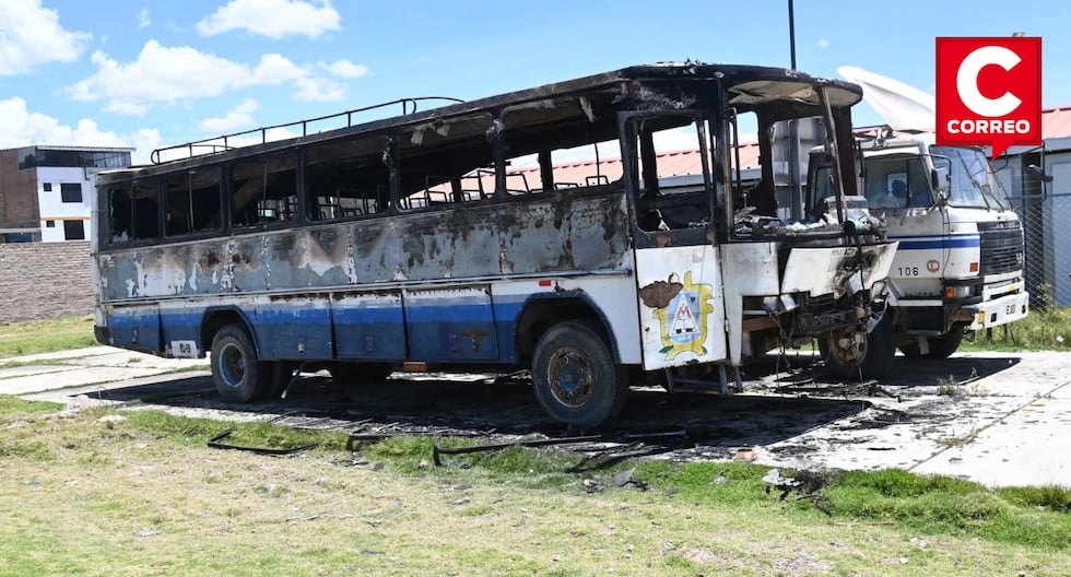Jauja: Two people arrested after a bus fire at the Pedro Monge Institute