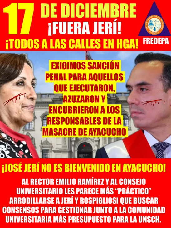 Population of Ayacucho announces protests against José Jerí this Thursday the 17th: "You are not welcome"