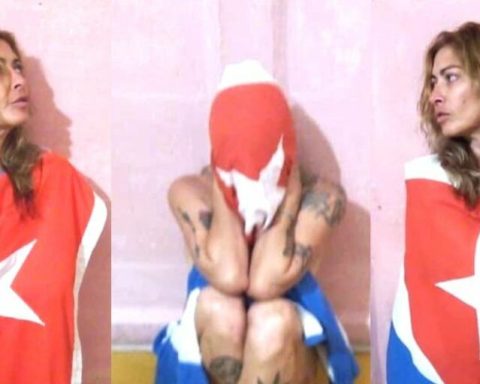 Aniette González García en la performance 'La bandera es de todos'