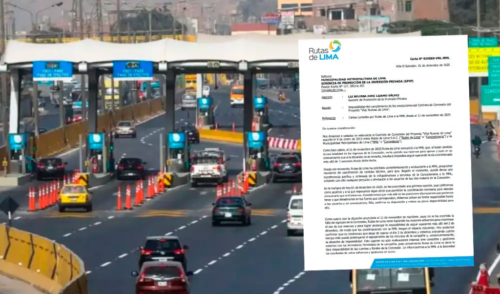 Rutas de Lima reverses course and announces that it will continue operating tolls this December 2