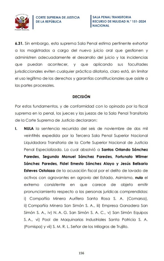 The Sánchez Paredes will return to public trial, the Supreme Court annulled the sentence that acquitted them