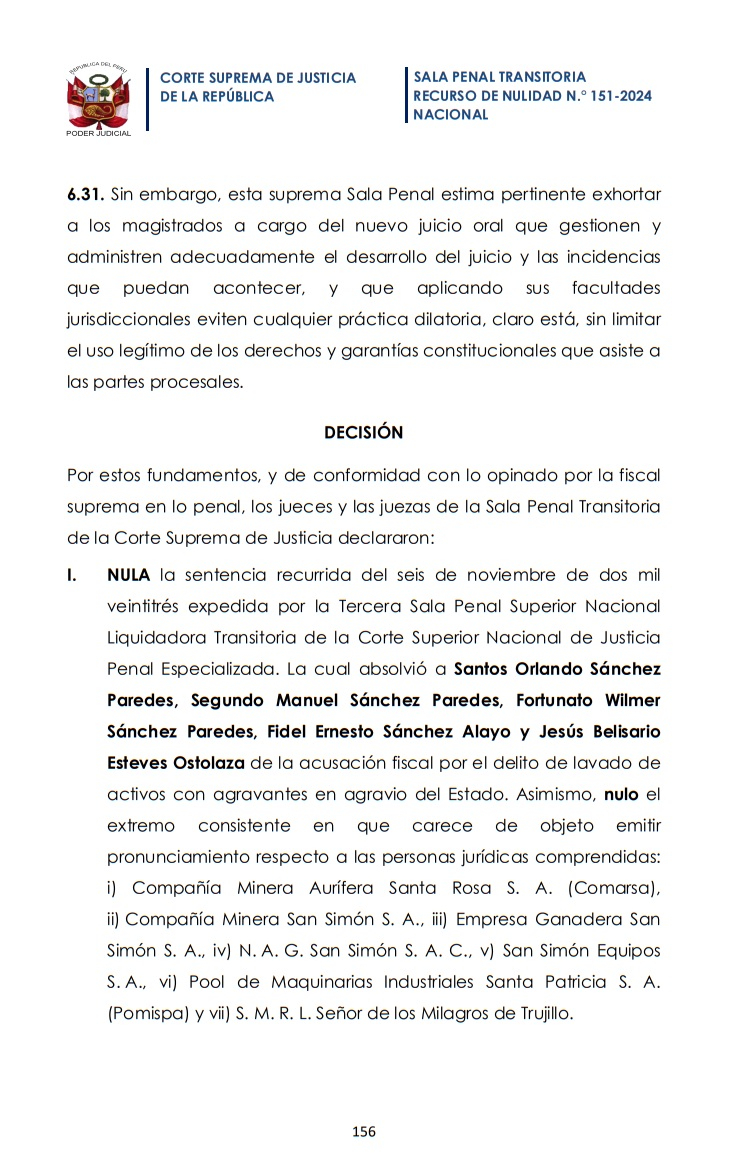 The Sánchez Paredes will return to public trial, the Supreme Court annulled the sentence that acquitted them