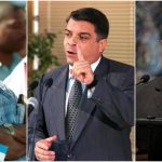 De izquierda a derecha, Carlos Lage Dávila, Felipe Pérez Roque y Homero Acosta