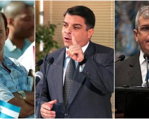 De izquierda a derecha, Carlos Lage Dávila, Felipe Pérez Roque y Homero Acosta