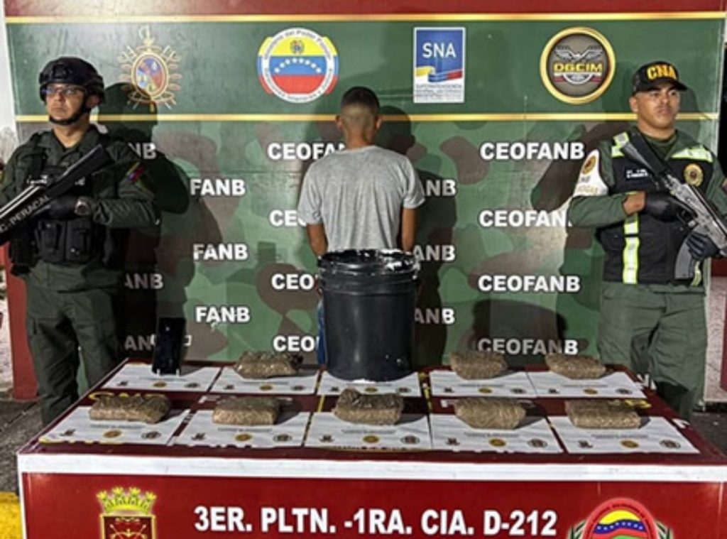 They arrested a man who was carrying more than five kilos of drugs hidden in a pasta container in Táchira