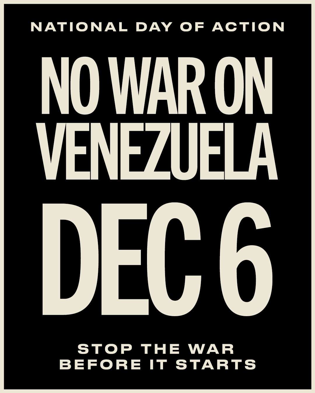 They call for a national protest in the US against the war in Venezuela