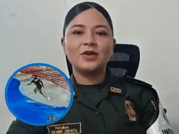 Patrullera de la Policía que le salvó la vida a niña en piscina.