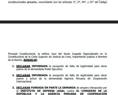 APCI Law declared inapplicable against IDL: NGO will not be sanctioned for representing claims against the State