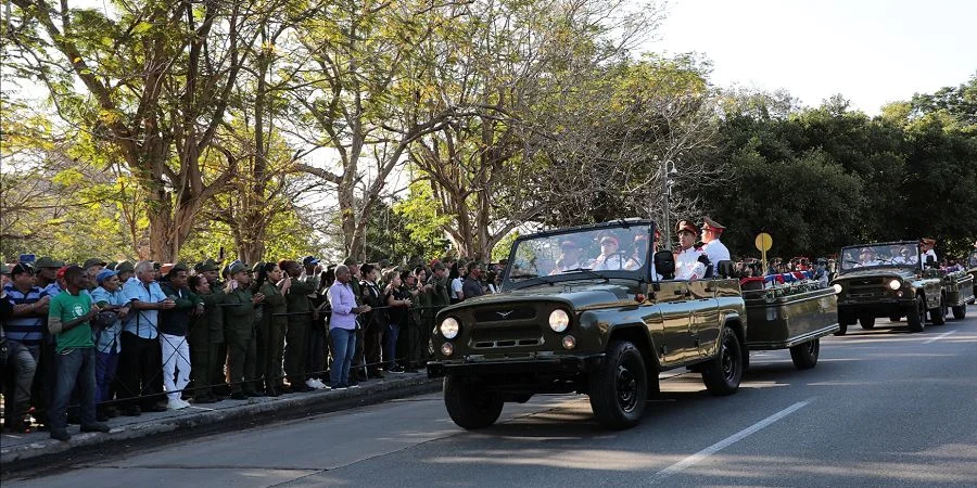 Recibimiento en La Habana de los restos de los 32 cubanos abatidos en Venezuela. La ceremonia fue organizada por el régimen de la Isla