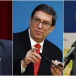 De izquierda a derecha, Miguel Díaz-Canel, Bruno Rodríguez Parrilla y Carlos Giménez